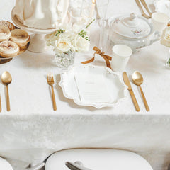 White Gold Paper Party Plates 26cm Elegant Wedding Set of 6