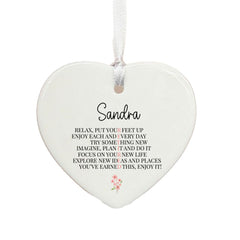 Celebrate Retirement with a Personalised White Porcelain Heart Keepsake Gift