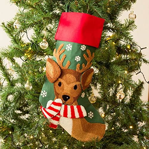 reindeer-embroidered-christmas-stocking-with-scarf|HOLXM001|Luck and Luck| 1