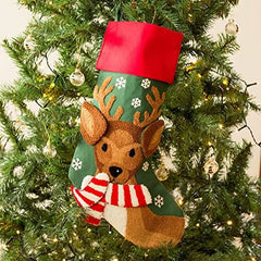 reindeer-embroidered-christmas-stocking-with-scarf|HOLXM001|Luck and Luck| 1
