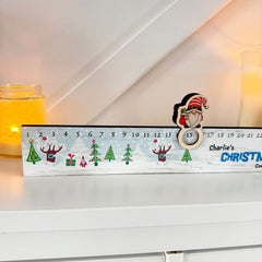 Personalised Blue and White Advent Slider - Tiny Christmas Trees