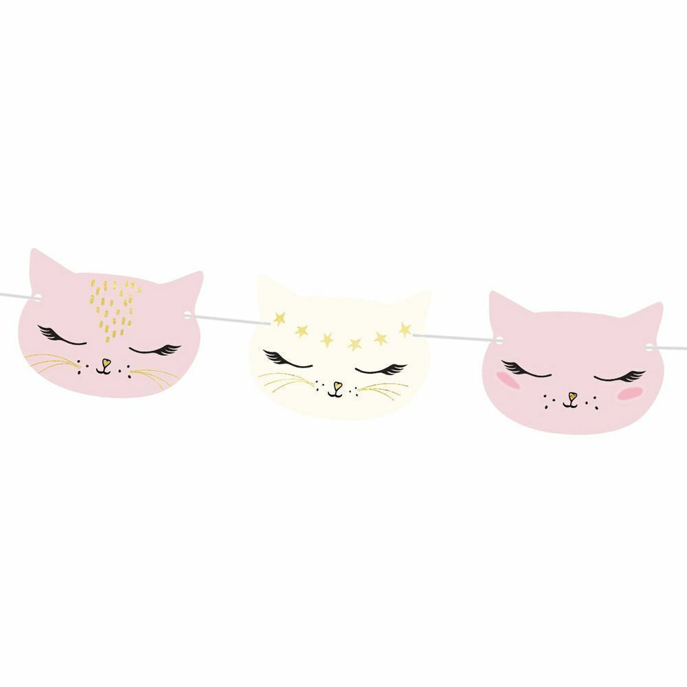 cat-face-garland-bunting-3m-childrens-party-bedroom-decoration|GL11|Luck and Luck| 1