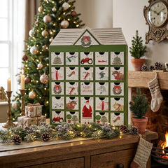 Wood Christmas Advent Calendar Farm Mini Drawers 1-24 Green Red Festive Home Decor