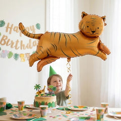 Large Orange Tiger Foil Balloon for Jungle Safari Birthday Parties