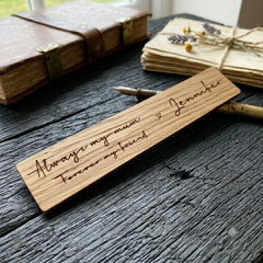 Personalised Wooden Oak Veneer Bookmark – Custom Engraved with Optional Note – Unique Gift for Book Lovers