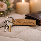 Personalised Wooden Your Text Keyring Custom Message Gift
