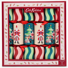 Santa Stripe Christmas Crackers, Green Red Festive Table Decorations, Set of 12
