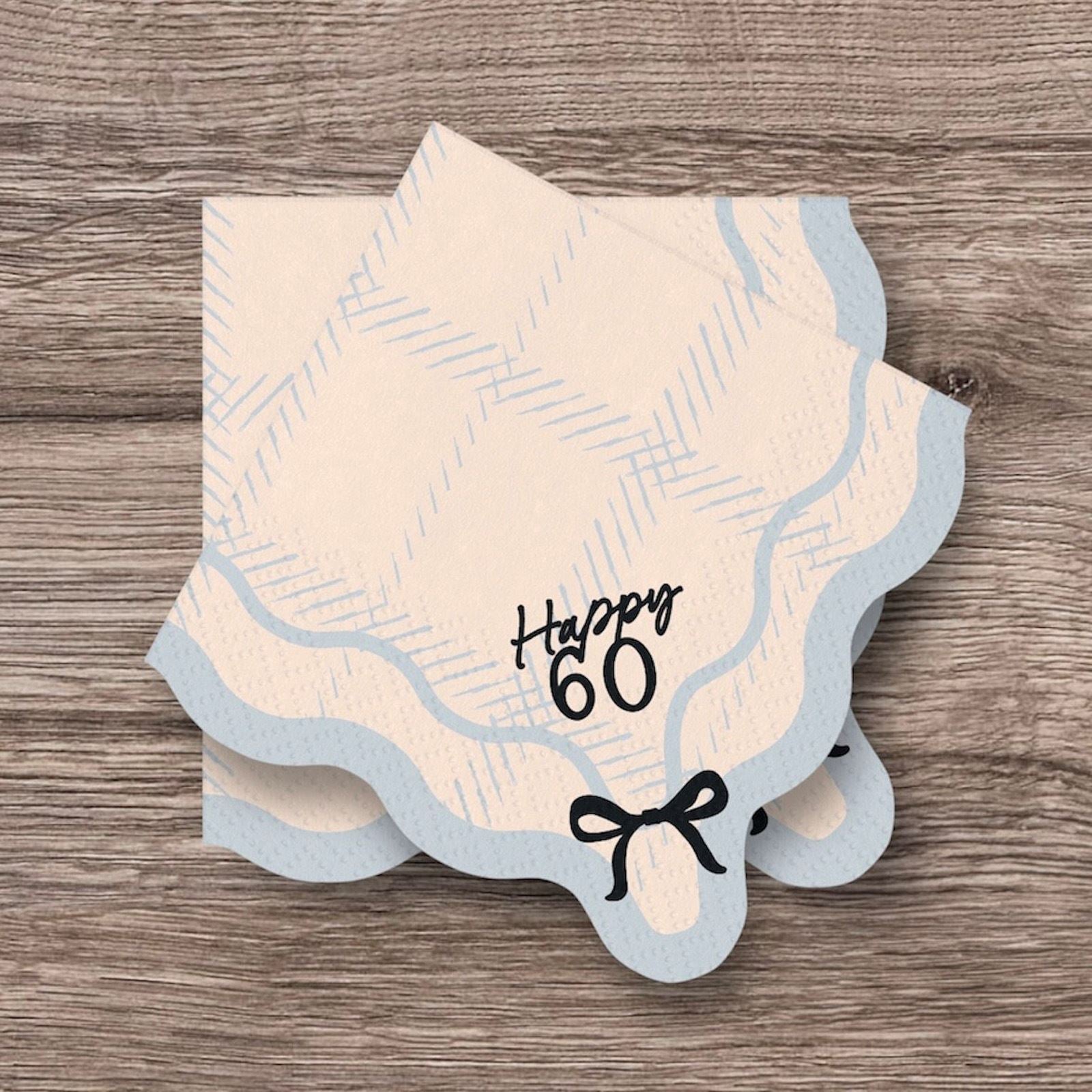 happy-60-paper-party-napkins-black-bow-design-60th-birthday|SP33-102-60|Luck and Luck| 1