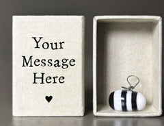 Personalised Bee Matchbox with Porcelain Ornament and Your Own Message Name Date
