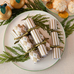Gold Harlequin Mini Christmas Crackers for Festive Table Styling (Pack of 6, 15 cm)