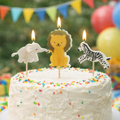 Safari Birthday Candles Kids Party Cake Decoration (Pack of 3, 4.2cm)