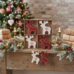 Wooden Red and Cream Deer In Box