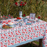 Santex Dolce vita Blue and White with Cherry Summer Party Tablecloth