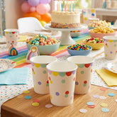 Confetti Paper Party Cups For Colourful Birthday Drinks (Pack of 6, 7.5 cm)