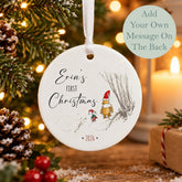Personalised Winnie The Pooh 1st Christmas Design Porcelain Bauble