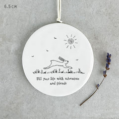 east-of-india-porcelain-hanger-bunny-fill-your-life-with-adventure|6353C|Luck and Luck| 1