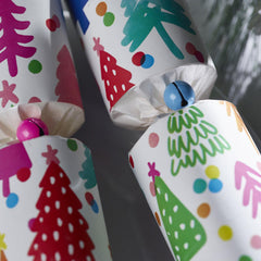 Bright Christmas Tree Colourful Crackers Festive Party Tableware Pack Set of 6