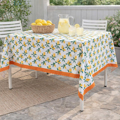 Santex Yellow Lemon and White Summer Party Tablecloth, 145 x 240 cm
