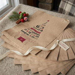 Brown Kraft Paper Advent Bags, Rustic Christmas Gift Wrapping Bags Pack of 10