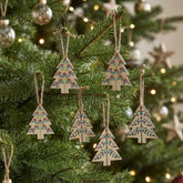 Handcrafted Wooden Christmas Tree Ornament Set - Colorful Holiday Decor