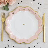 Pink Gold Heart Paper Plates Pack of 8 – Birthday Party Tableware