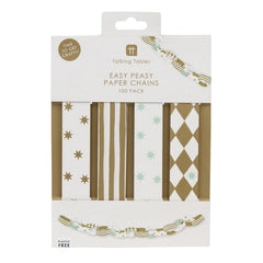 Gilded Gold Christmas Paper Chains Festive Craft Party Decorations Set of 100
