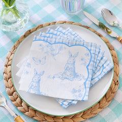 playful-pierre-easter-party-blue-and-white-paper-napkins-x-20|PIERRE-NAPKIN-BLU|Luck and Luck| 1
