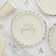 Gold Let's Party Paper Plates Pack of 8 - 22 cm Birthday Tableware