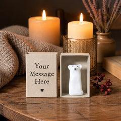 Personalised Tall Mouse Matchbox with Porcelain Ornament and Your Own Message