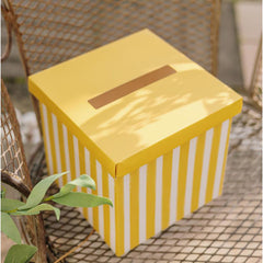 Yellow & White Paper Birthday Card Box for Cards and Messages (20 cm)