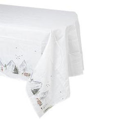 Winter Snow Scene Christmas Tablecloth for Festive Holiday Dining Table Styling 2.4m
