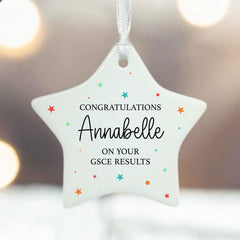 Personalised GCSE Porcelain Star Keepsake Decoration 8 cm