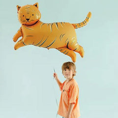 Large Orange Tiger Foil Balloon for Jungle Safari Birthday Parties