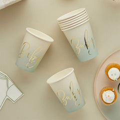 sage-green-baby-baby-shower-paper-party-cups-x-8|HBBS215|Luck and Luck| 1