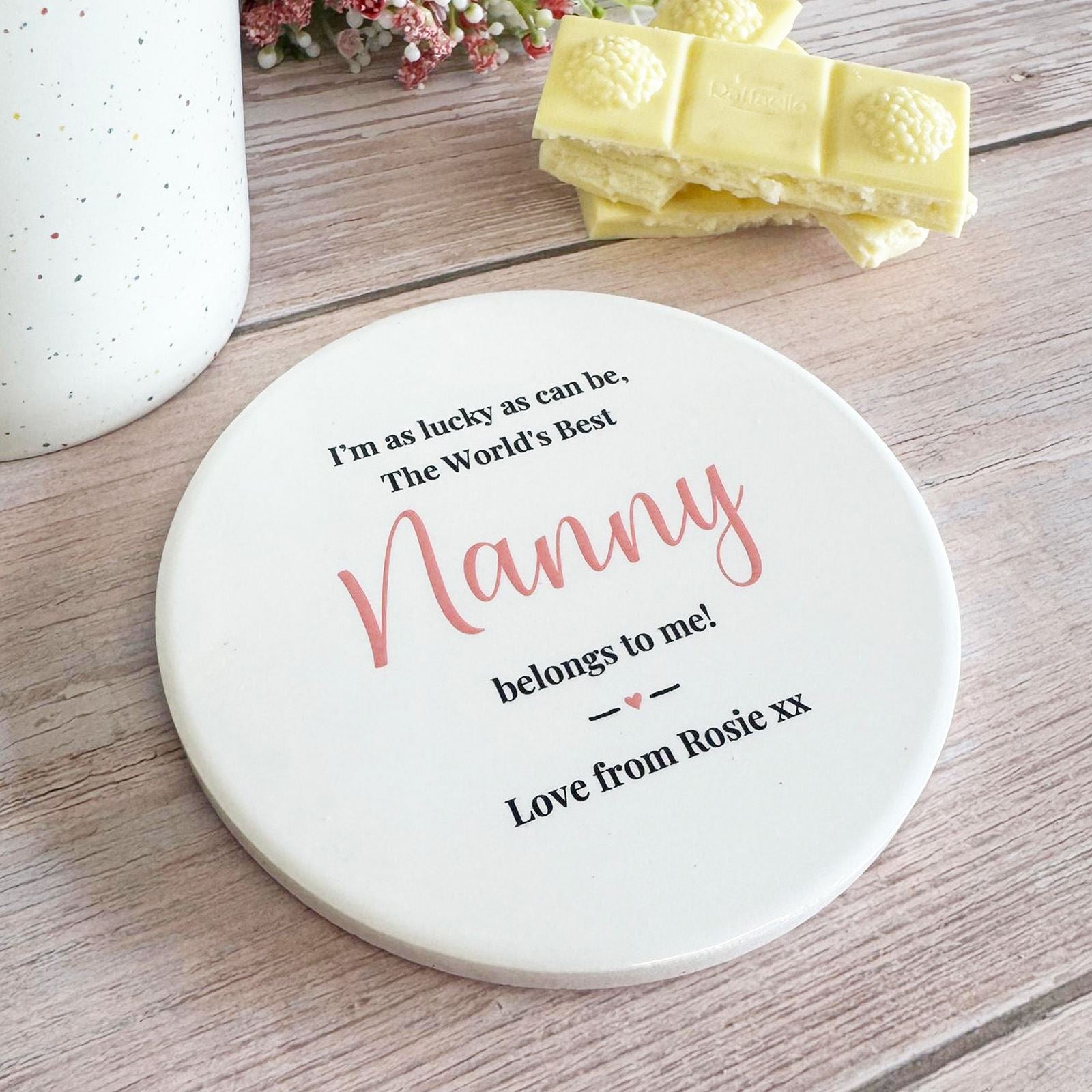 personalised-porcelain-coaster-the-world-s-best-nanny-belongs-to-me|LLUVNANNYCOASTER|Luck and Luck| 1