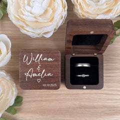 personalised-square-ring-box-2-ring-slots-black-insert-design-11|LLUVRB2BD11|Luck and Luck| 1