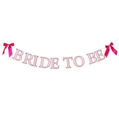 Bride To Be Card Banner Wedding Hen Party Backdrop Decoration Pink Satin Bows (200cm)