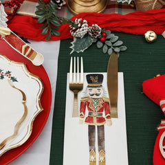 Nutcracker Christmas Cutlery Holders for Festive Table Styling (Pack of 8, 10 × 20 cm)
