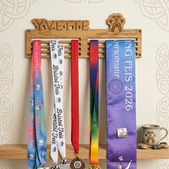 Personalised Wooden Dance Shoe Medal Holder with Name and Message Home Display