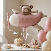 Pink Bear Airplane Foil Balloon – Kids Birthday Party Decoration