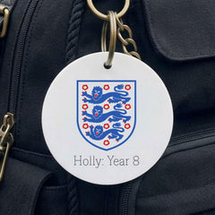 Personalised England Football Bag Charm - Custom Name Soccer Fan Gift for Kids Keyring
