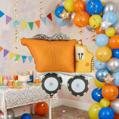 Orange PartyDeco Foil Truck Balloon for Playful Kids Birthday Party Decor (87 x 69 cm)