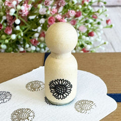 wooden-mini-rubber-stamp-sunflower-craft-scrapbooking|LLWWMINISUNFLOSTAMP|Luck and Luck| 1