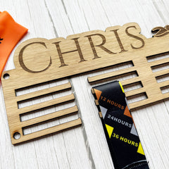 Personalised Wooden Triathlon Medal Display Holder