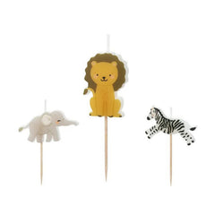 Safari Birthday Candles Kids Party Cake Decoration (Pack of 3, 4.2cm)