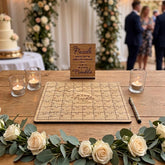 Personalised Rustic Oak Wedding Jigsaw Guest Book with Base 48 Pieces