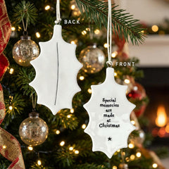 East of India Hanging Porcelain Holly Special Memories at Christmas