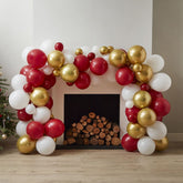 Traditional Christmas Balloon Arch Kit with 80 Red White Gold Balloons for Parties