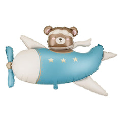 Bear Airplane Foil Balloon Blue Kids Birthday Party Decoration