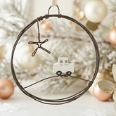 Small Wire Wreath with Car and Star for Christmas Tree and Festive Home Decor